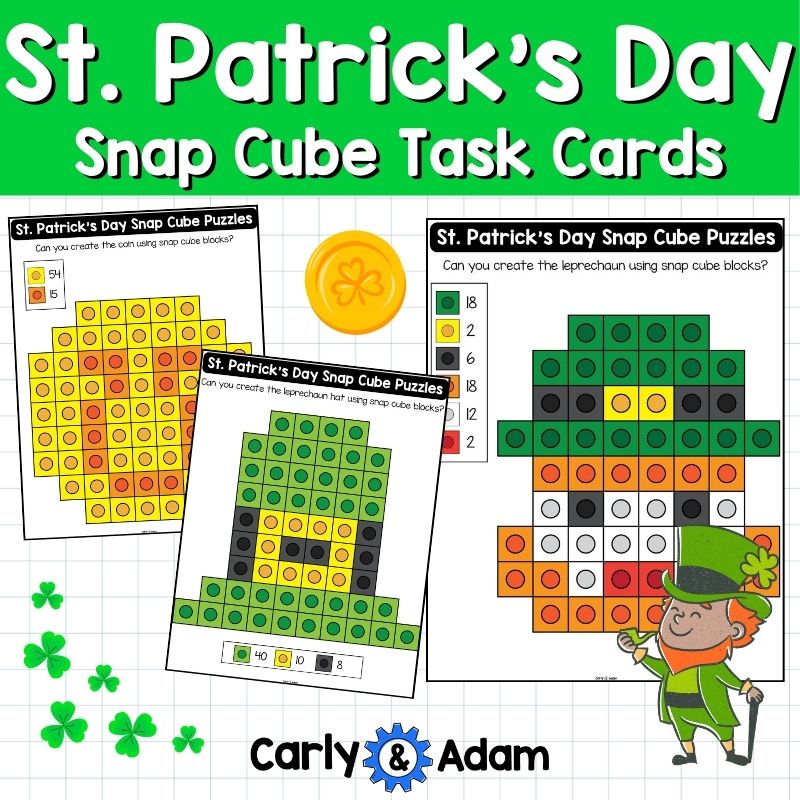 St. Patrick's Day Snap Cube Puzzles STEM Task Cards Preschool and Kindergarten — preview 3