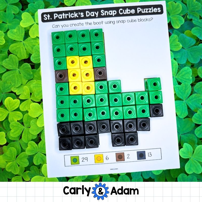 St. Patrick's Day Snap Cube Puzzles STEM Task Cards Preschool and Kindergarten — preview 5