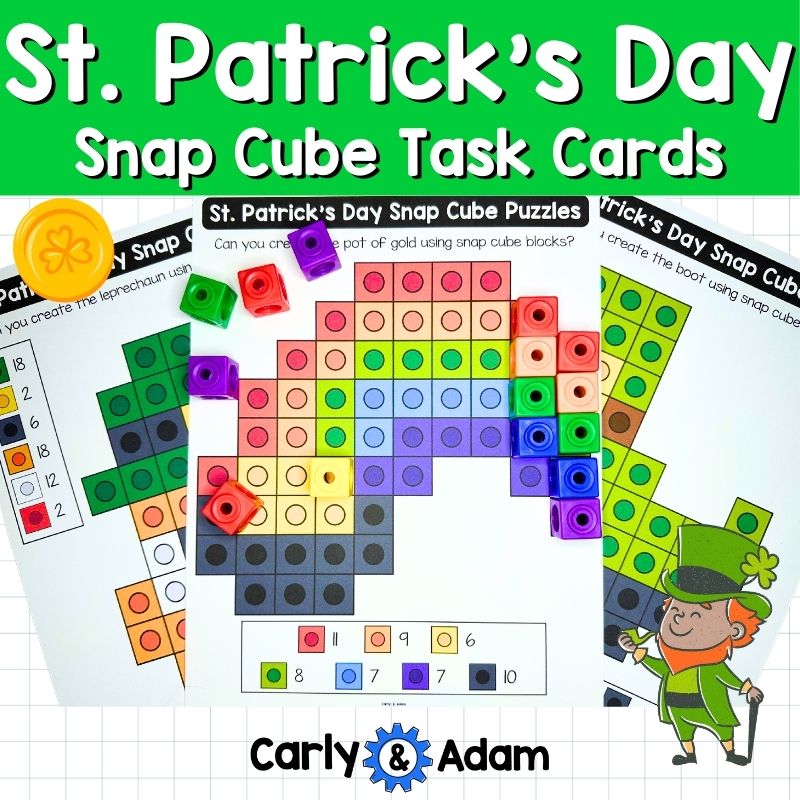 St. Patrick's Day Snap Cube Puzzles STEM Task Cards Preschool and Kindergarten — preview 1