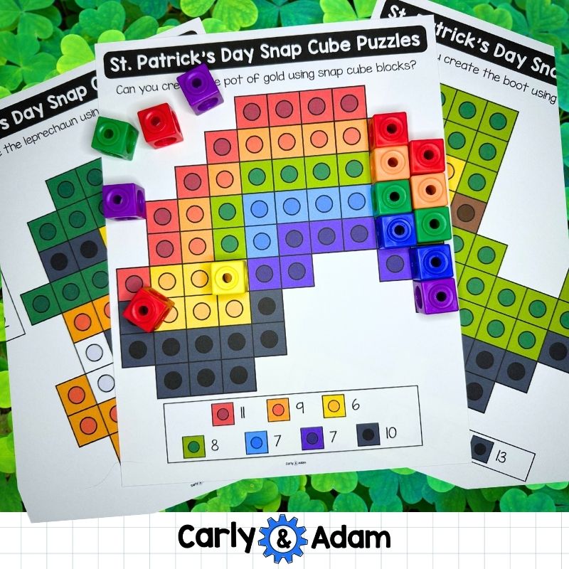 St. Patrick's Day Snap Cube Puzzles STEM Task Cards Preschool and Kindergarten — preview 6