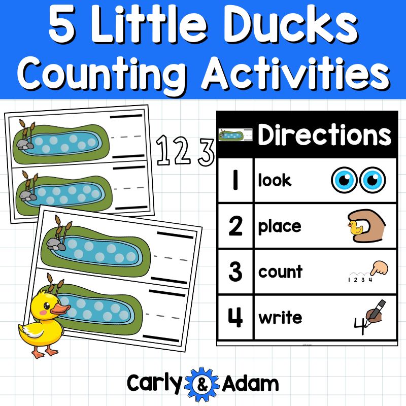 5 Little Ducks Pre-K Counting Activities Preschool STEM Challenge Numbers 1-10 — preview 3