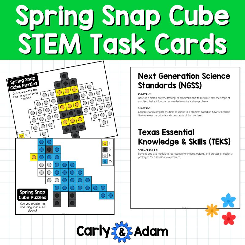 Spring Snap Cube Task Cards, Snap Cubes, Linking,Connecting, Unifix, STEM — preview 2