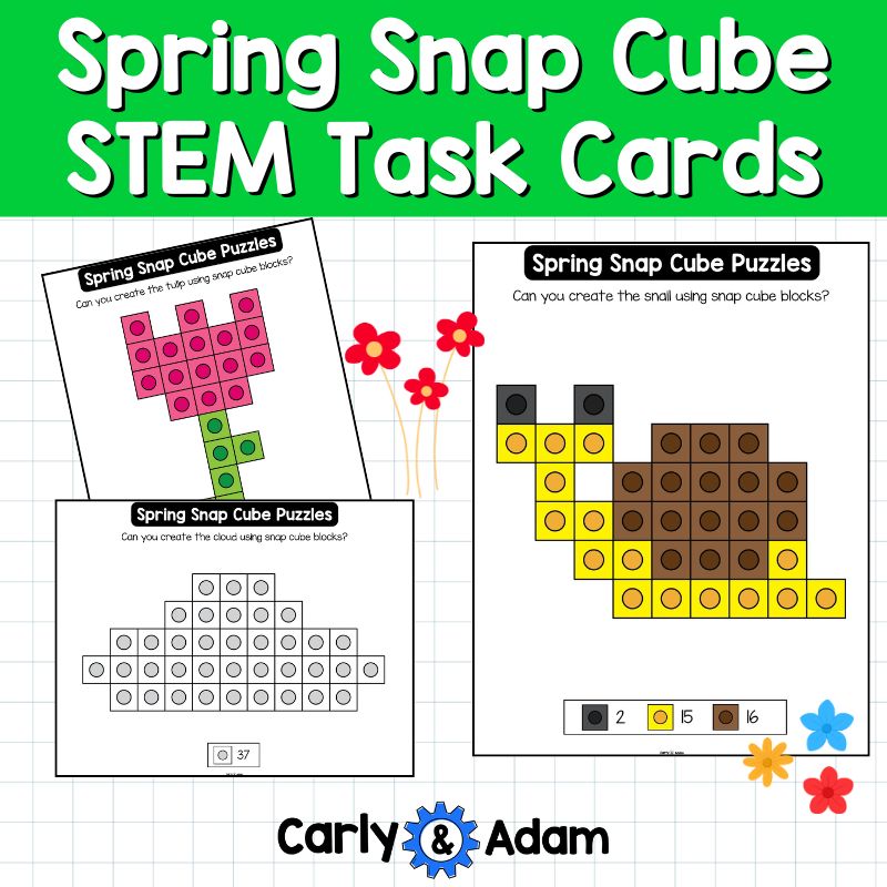 Spring Snap Cube Task Cards, Snap Cubes, Linking,Connecting, Unifix, STEM — preview 3