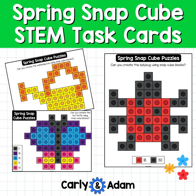 Spring Snap Cube Task Cards, Snap Cubes, Linking,Connecting, Unifix, STEM — preview 4