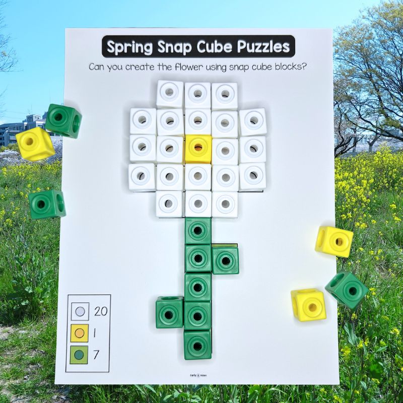 Spring Snap Cube Task Cards, Snap Cubes, Linking,Connecting, Unifix, STEM — preview 5