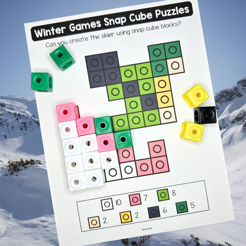 Winter Games 2026 Snap Cubes STEM Task Cards Pre-K and Kindergarten Activities — preview 3