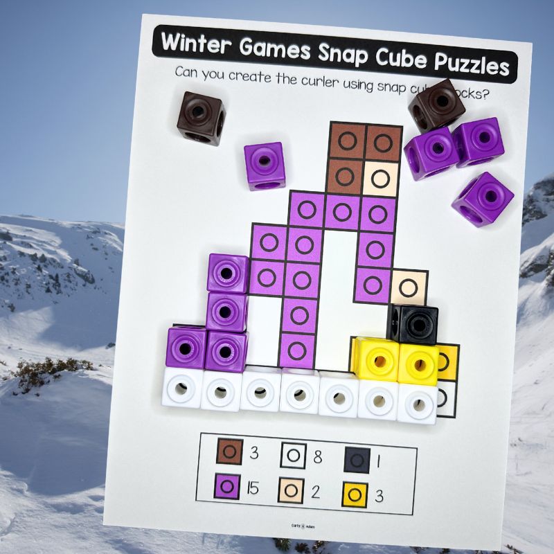 Winter Games 2026 Snap Cubes STEM Task Cards Pre-K and Kindergarten Activities — preview 4
