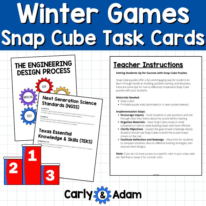 Winter Games 2026 Snap Cubes STEM Task Cards Pre-K and Kindergarten Activities — preview 6