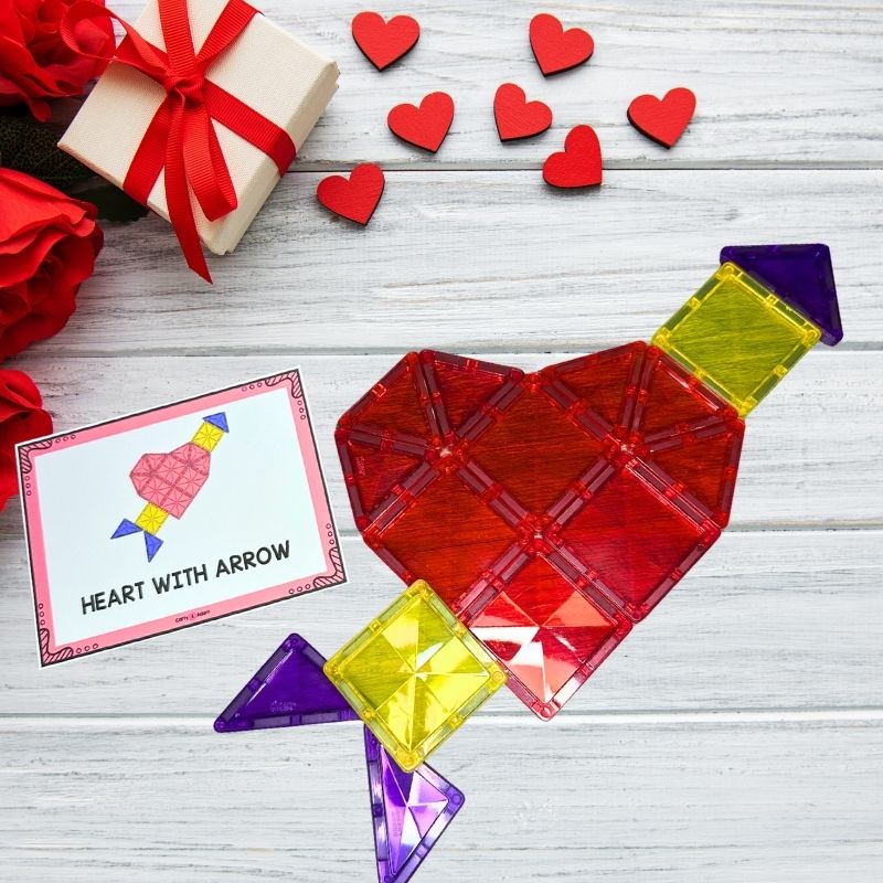 Valentine's Day Magnetic Tile Cards STEM, Magnatile, Magna tile Printables, Bins — preview 2