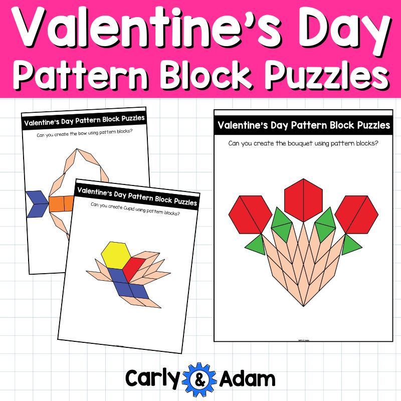Valentine's Day Pattern Blocks 2D Shapes STEM Task Cards Pre-k and Kindergarten — preview 4