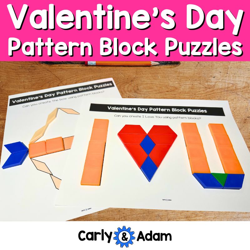 Valentine's Day Pattern Blocks 2D Shapes STEM Task Cards Pre-k and Kindergarten — preview 1