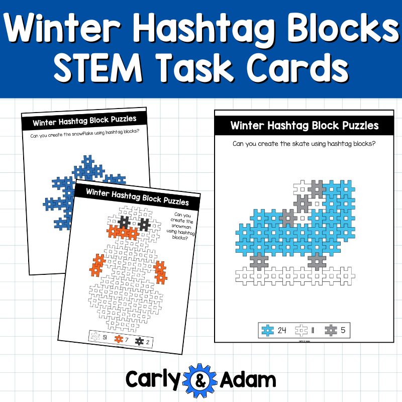 Winter Hashtag Block Activities STEM Task Cards Engineering — preview 2