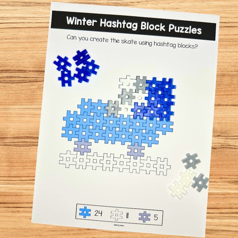 Winter Hashtag Block Activities STEM Task Cards Engineering — preview 4