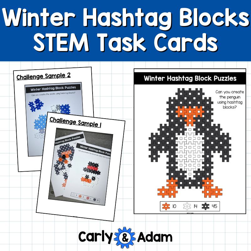 Winter Hashtag Block Activities STEM Task Cards Engineering — preview 5