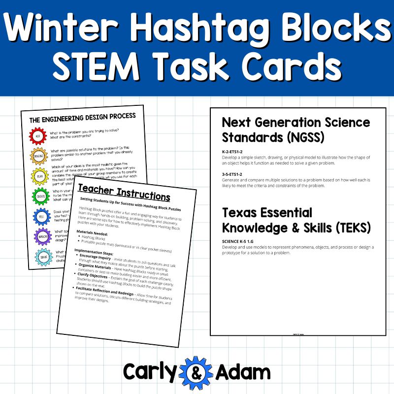 Winter Hashtag Block Activities STEM Task Cards Engineering — preview 6