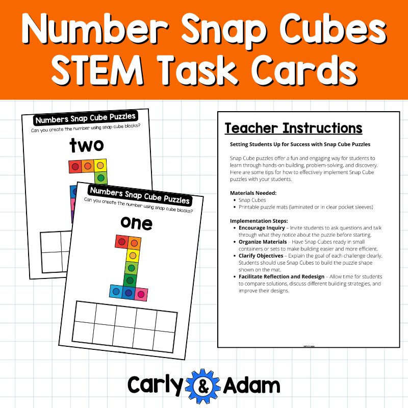 Linking Snap Cube Task Cards, Numbers 1-10 Connecting Cube Pattern Cards Mats — preview 5