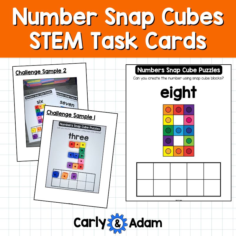 Linking Snap Cube Task Cards, Numbers 1-10 Connecting Cube Pattern Cards Mats — preview 6