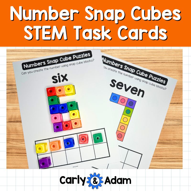 Linking Snap Cube Task Cards, Numbers 1-10 Connecting Cube Pattern Cards Mats — preview 1