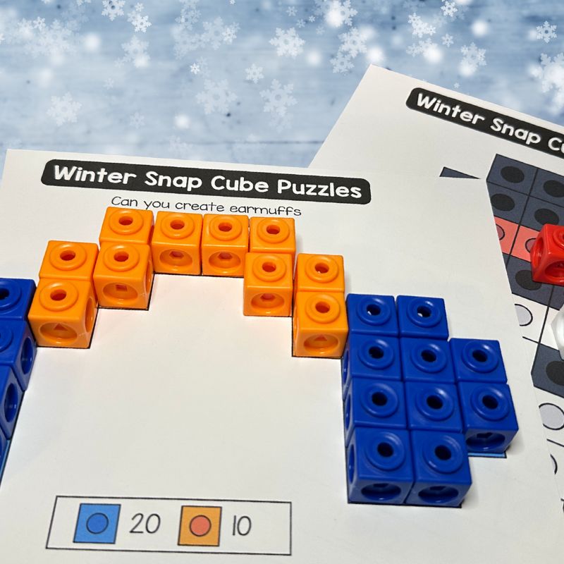 Winter Snap Cube Task Cards, Snap Cube Mats, Cubes, Snowman, Snowflake, Penguin — preview 6