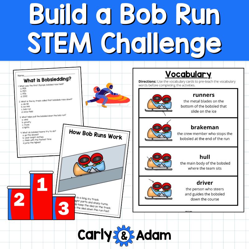 Bob Run Winter Games STEM Activity Bobsled Challenge 2026 Kindergarten, 1st, 2nd — preview 3