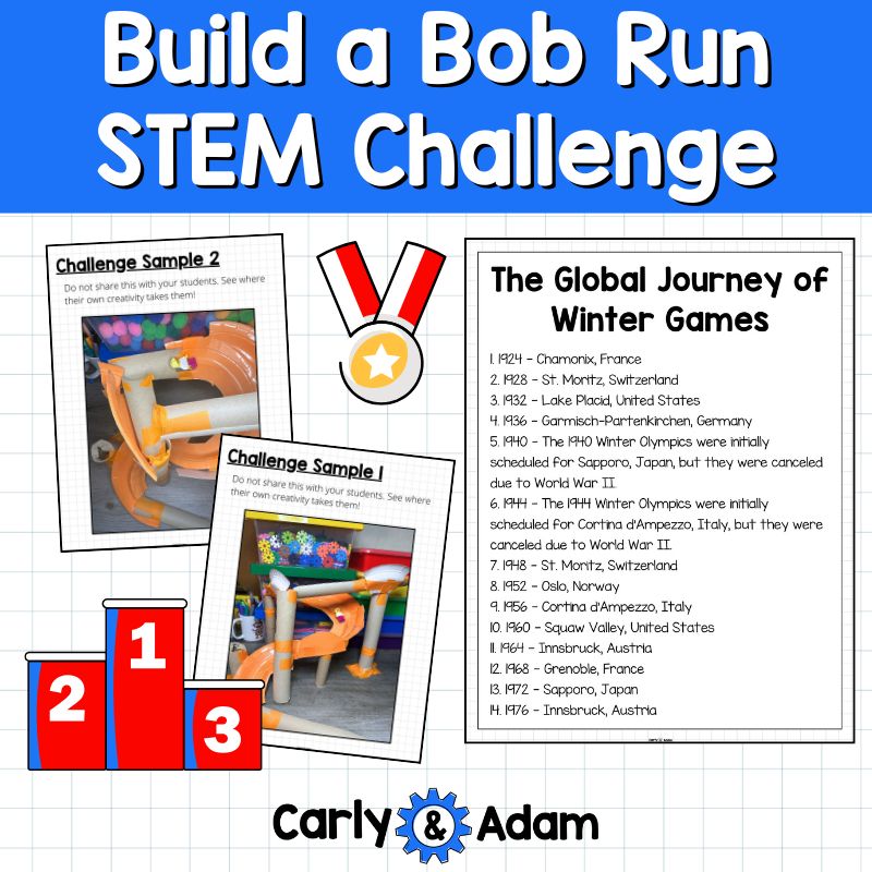 Bob Run Winter Games STEM Activity Bobsled Challenge 2026 Kindergarten, 1st, 2nd — preview 4