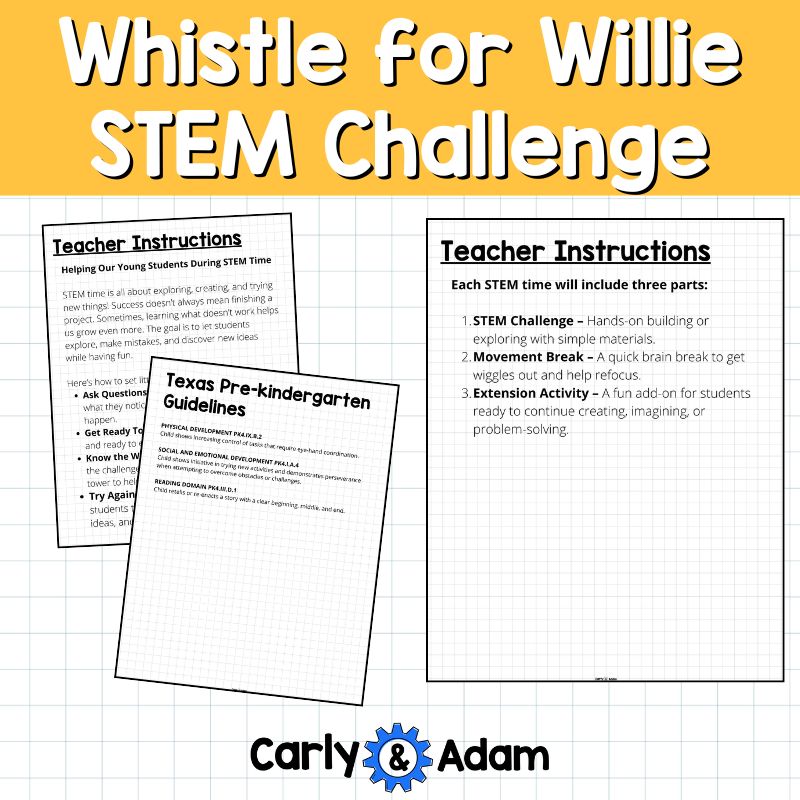 Whistle for Willie Read Aloud Pre-K STEM Lesson Work Hard Activity — preview 5