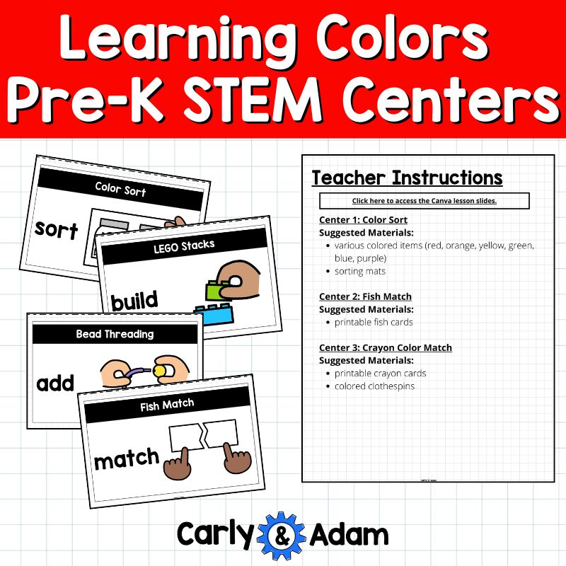 Learning Colors Pre-K STEM Centers Includes 8 STEM Activities Art Practice — preview 3
