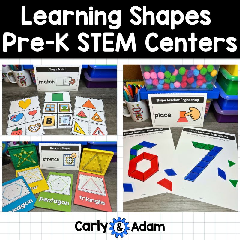 Learning Shapes Pre-K STEM Centers Includes 8 STEM Activities Geometry — preview 1
