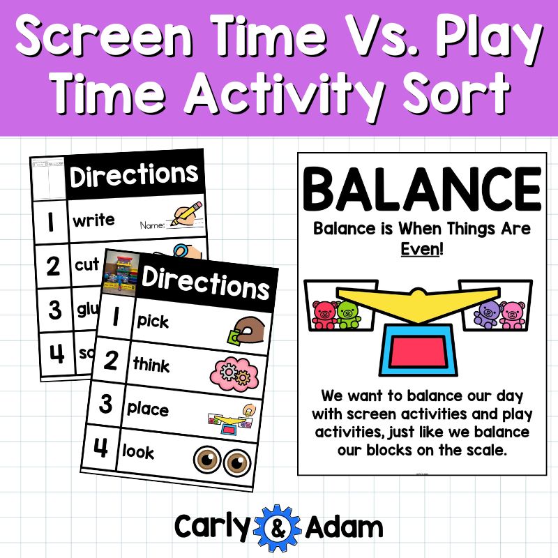 Pre-K Screen Time vs. Play Time Activity Sort Screens Away, Time to Play — preview 4