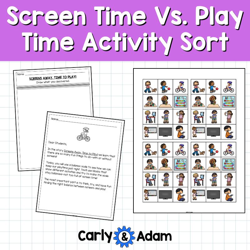 Pre-K Screen Time vs. Play Time Activity Sort Screens Away, Time to Play — preview 7