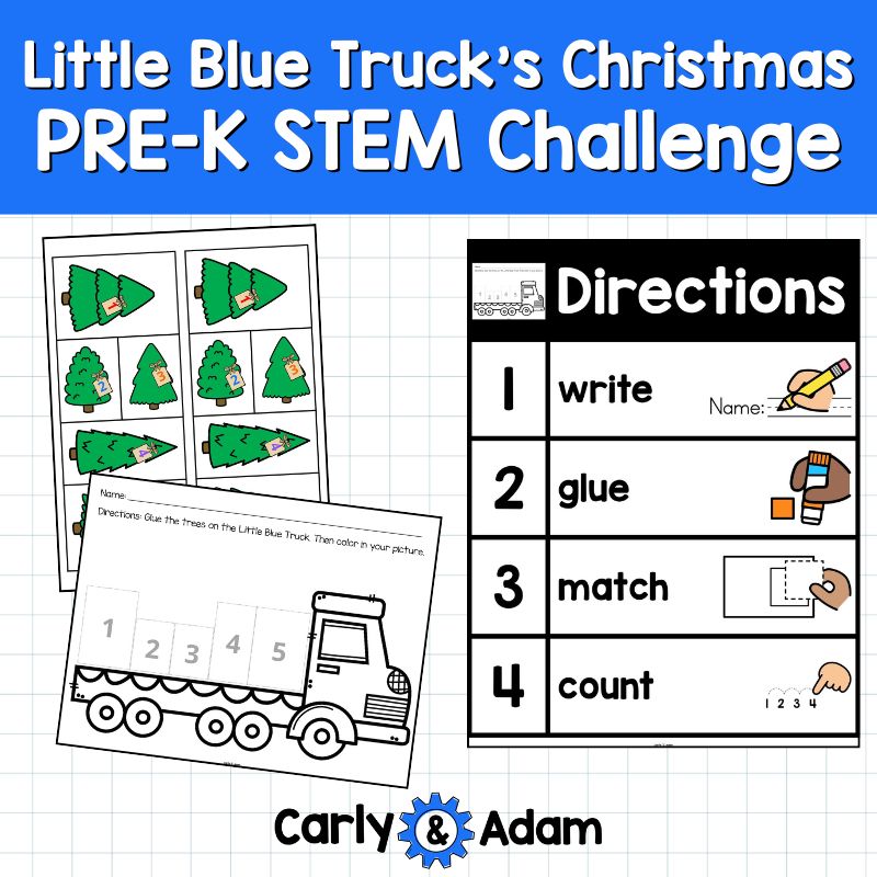 Little Blue Truck's Christmas Pre-K STEM Activity Counting to 5 — preview 2