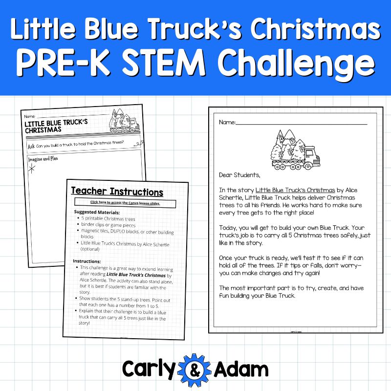 Little Blue Truck's Christmas Pre-K STEM Activity Counting to 5 — preview 3