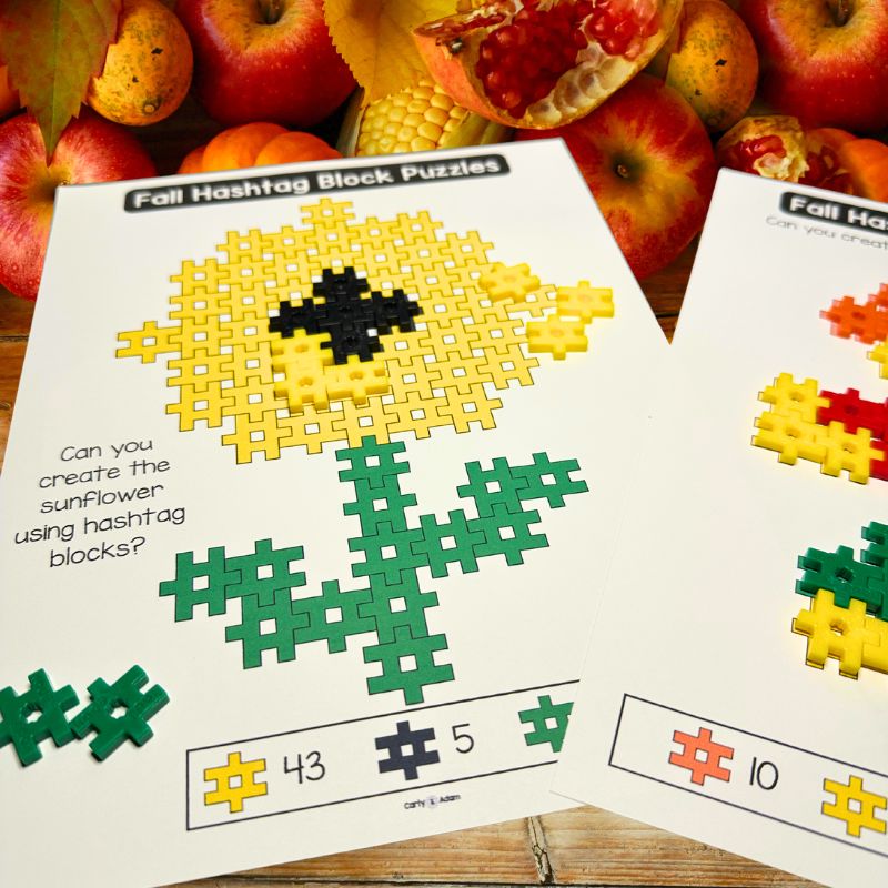 Autumn Hashtag Block Lesson, Fall Small Group Activity, K-5 STEM Activities — preview 3