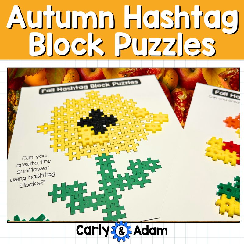 Autumn Hashtag Block Lesson, Fall Small Group Activity, K-5 STEM Activities — preview 1