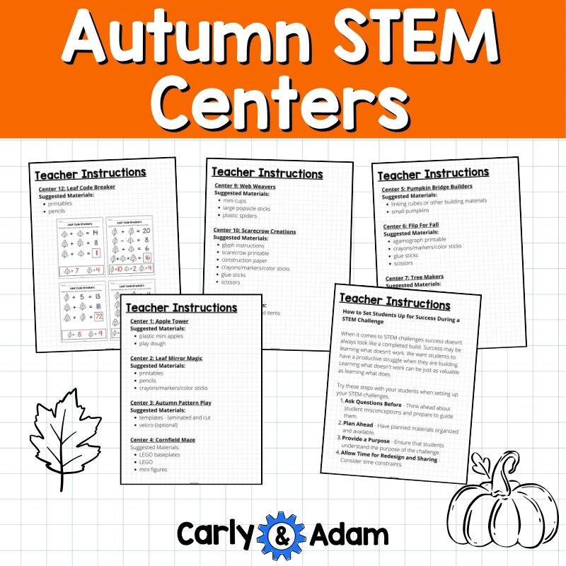 Autumn STEM Centers, Fall Small Group Activities, k-5 STEM Activities — preview 6