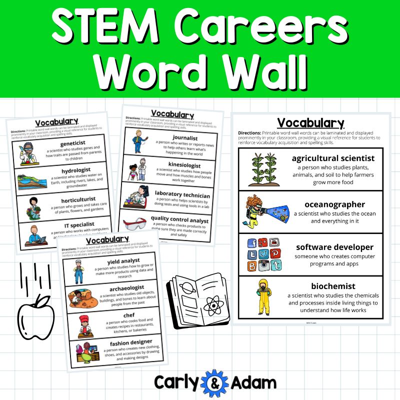 STEM Careers Word Wall STEM Classroom Decor Posters Bulletin Board Ideas — preview 2