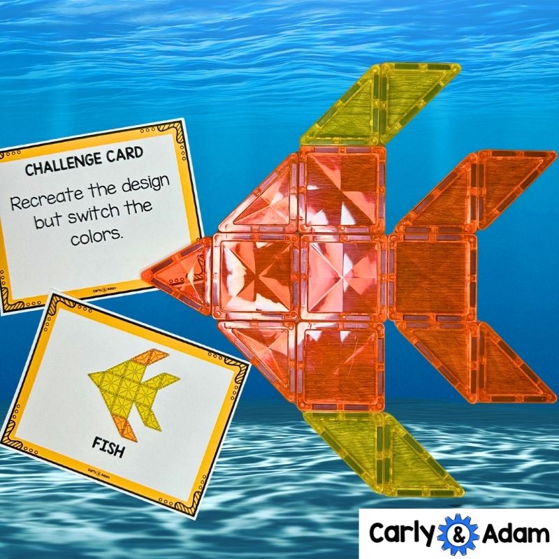 Summer Magnetic Tile STEM Task Cards Magnatile, Magna tiles, Printables, Bins — preview 4