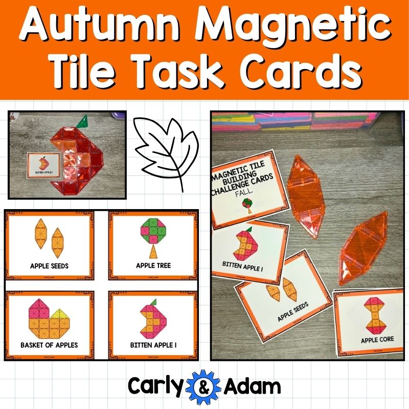 Autumn Magnetic Tile Cards Magnatile, STEM Centers, Magna tiles, Printables Bins — preview 1