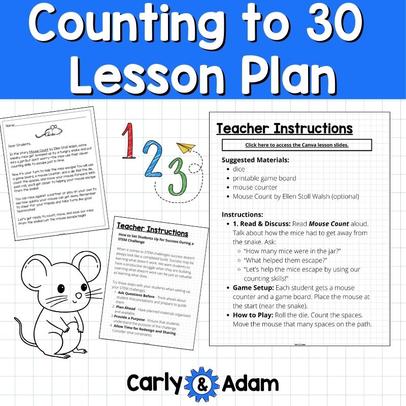 Pre-K and Kindergarten Counting to 30 Activity Mouse Count Read Aloud Lesson — preview 4