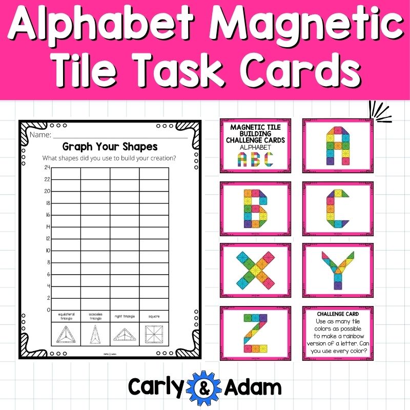 Alphabet Magnetic Tile Cards Magnatile, Magna tiles, STEM, Printables ...