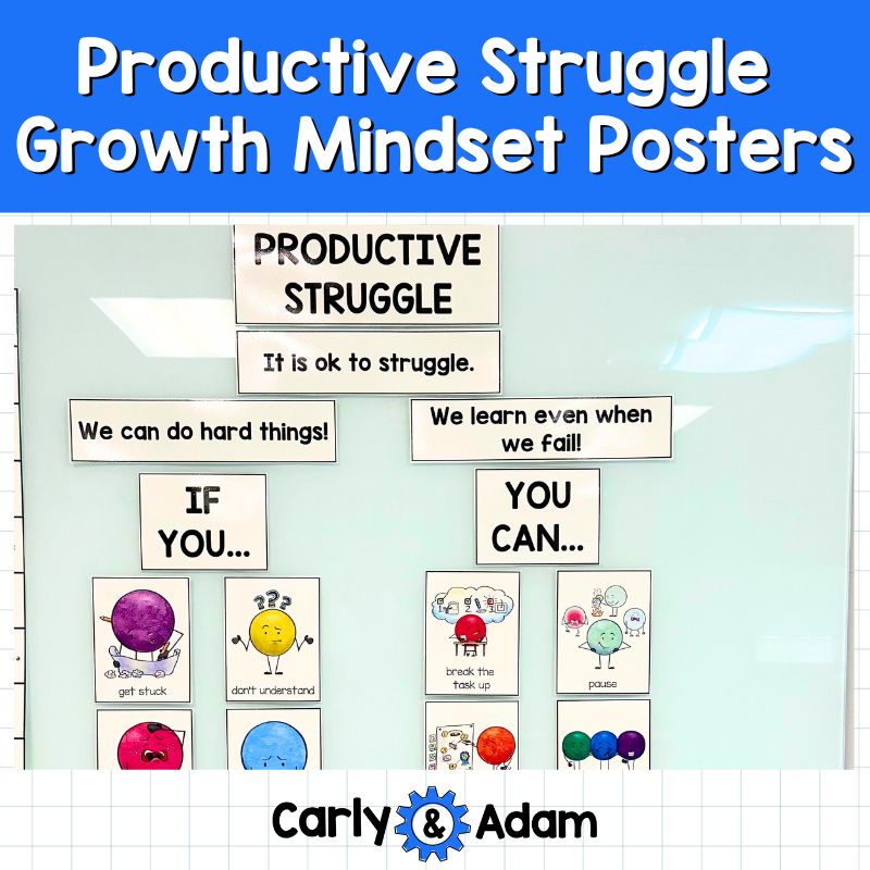 STEM Classroom Decor Productive Struggle Growth Mindset Poster Set — preview 1