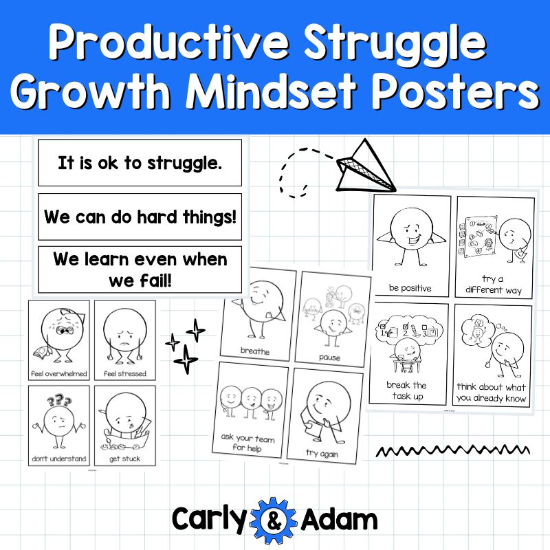STEM Classroom Decor Productive Struggle Growth Mindset Poster Set — preview 3