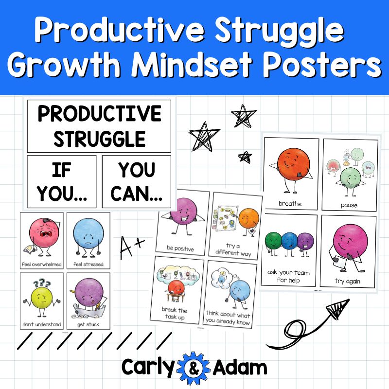 STEM Classroom Decor Productive Struggle Growth Mindset Poster Set — preview 4