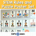 STEAM / STEM Rules Poster Set and Puzzle Activity Teamwork Classroom Decor — preview 1