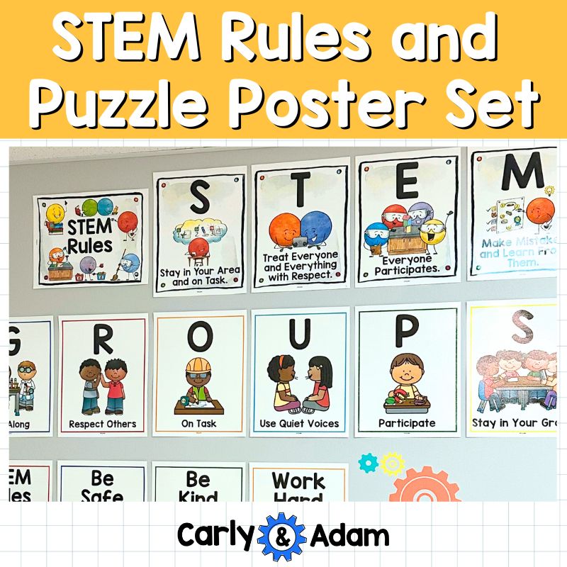 STEAM / STEM Rules Poster Set and Puzzle Activity Teamwork Classroom Decor — preview 1