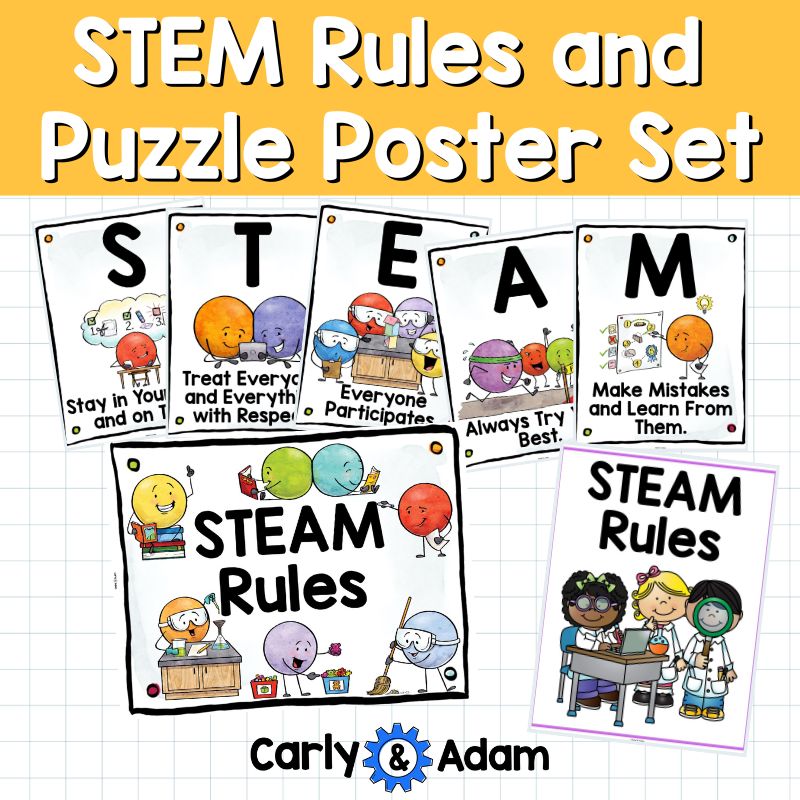 STEAM / STEM Rules Poster Set and Puzzle Activity Teamwork Classroom Decor — preview 4