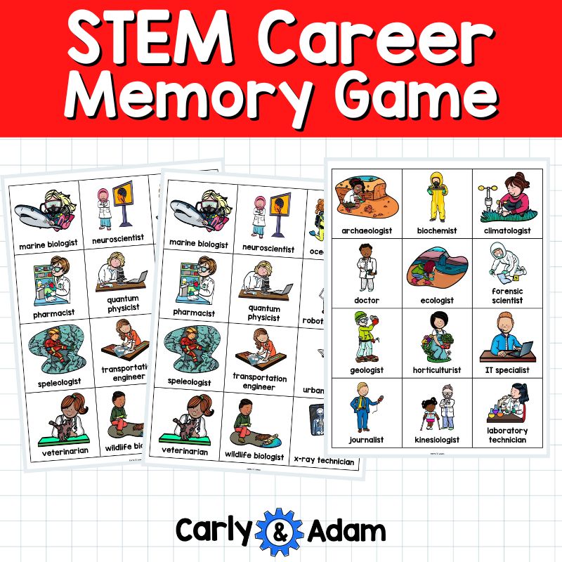 STEM Careers Memory Game Elementary STEM Sub Plans, Activities, Games — preview 3