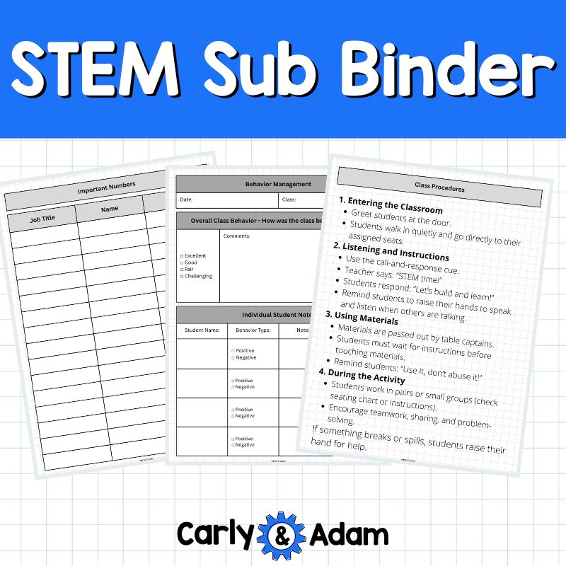Elementary STEM Sub Binder Lesson Plan Organization — preview 3