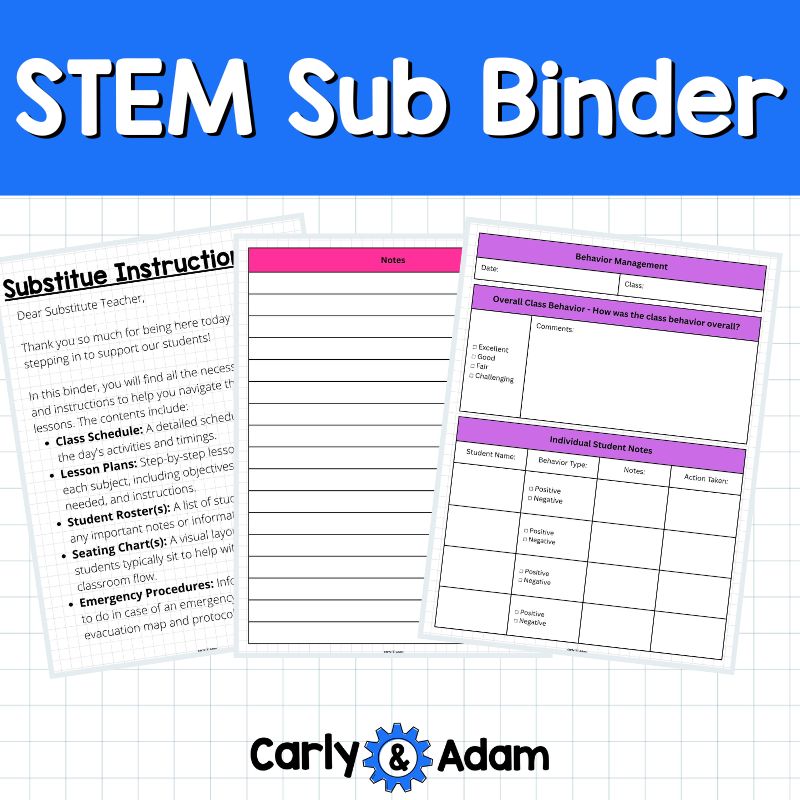 Elementary STEM Sub Binder Lesson Plan Organization — preview 8