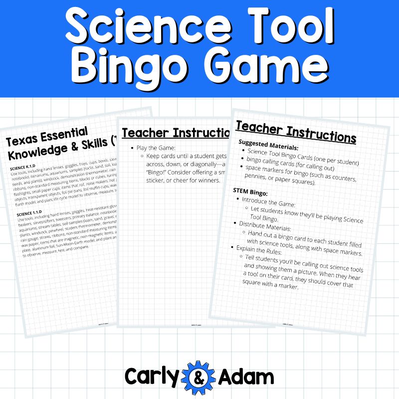 Science Bingo Game Boards Elementary STEM Tools Sub Plans — preview 5